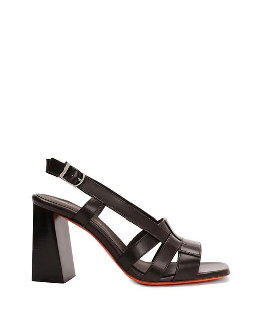 Santoni Brown Venere Woven Strap Pumps