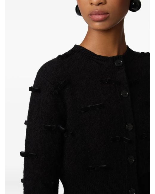 Nina Ricci Black Bow-Embellished Mohair Cardigan