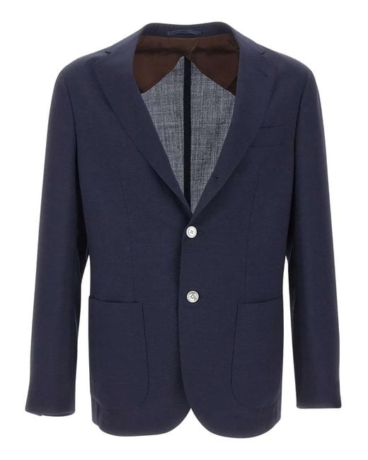 Barba Napoli Blue Button Blazer for men