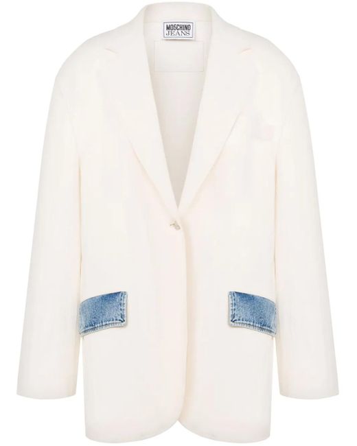 Moschino White Single-Breasted Blazer