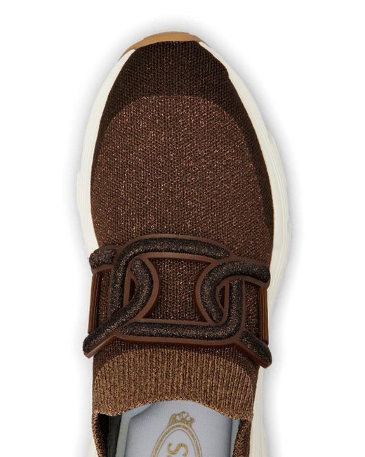 Tod's Brown Kate Slip-on Sneakers In Fabric