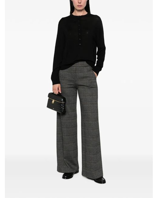 ViCOLO Black Button-Up Crew-Neck Sweater