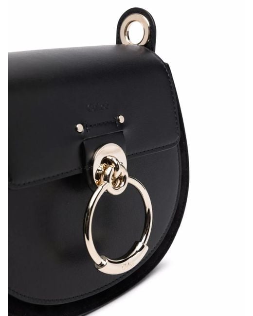 Chloé Black Small Tess Bag In Shiny & Suede Leather