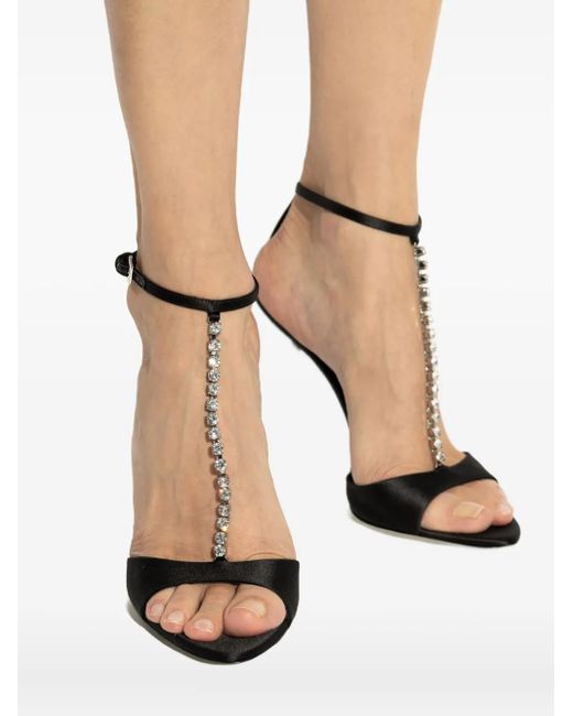 Sandali Lidia Con Cinturino A T E Catena Di Cristalli 105 Mm di Paris Texas in Black