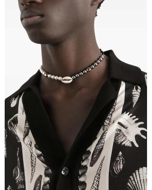 Dolce & Gabbana White Seashell Necklace for men