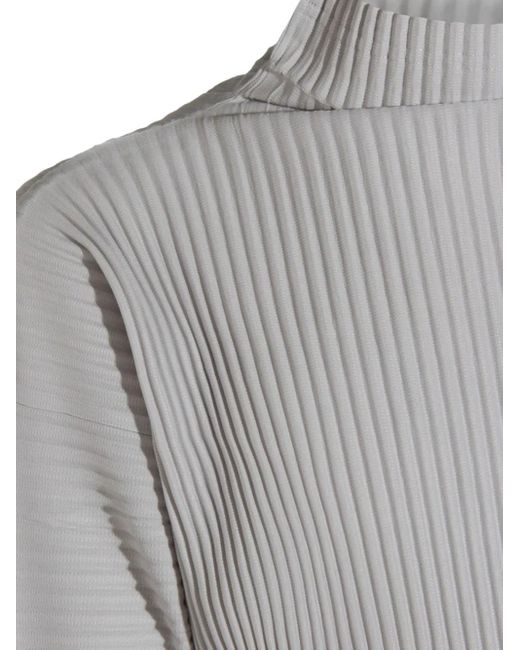 Homme Plissé Issey Miyake T-Shirt Met Col En Plissé-Effect in het Gray voor heren