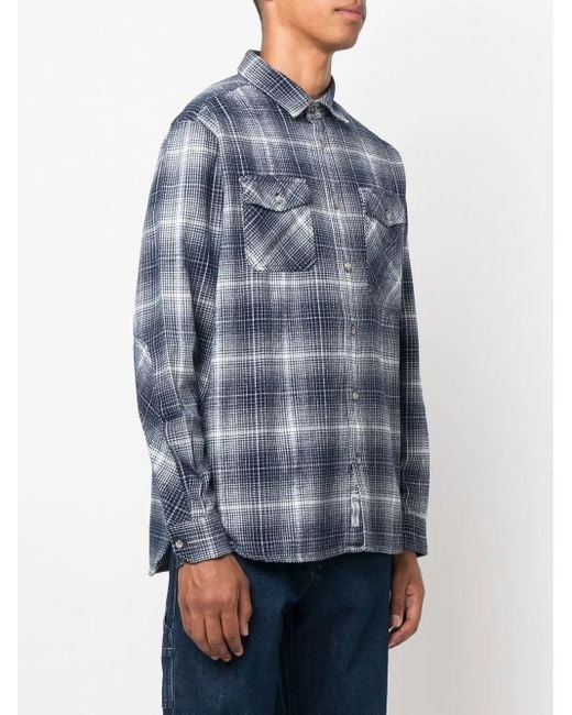 Woolrich Blue Check-Pattern Button-Up Shirt for men