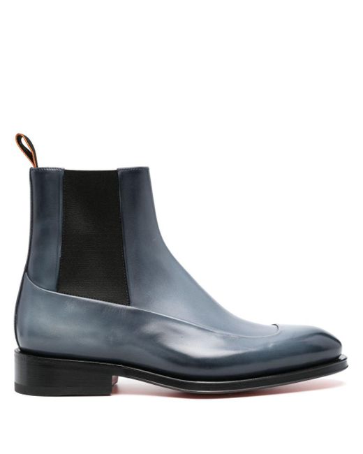 Santoni Blue Eron Leather Boots for men