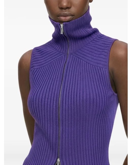 Karl Lagerfeld Purple Zip Knit Vest