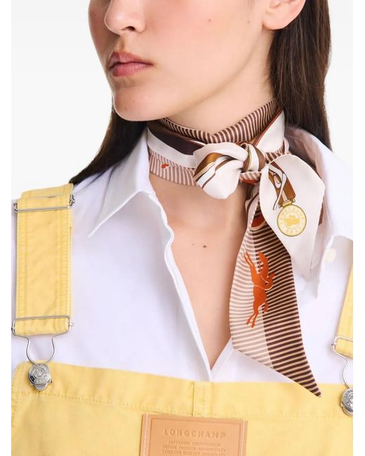 Longchamp Natural A Toute Allure Patterned Silk Scarf