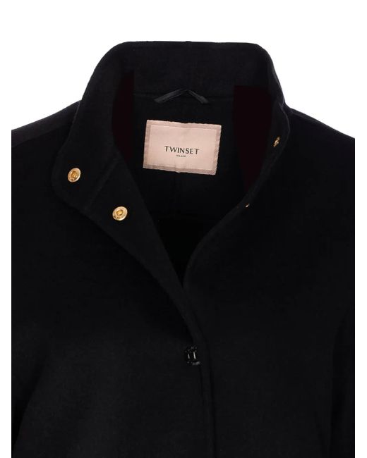 Twinset Blue Logo-Detail Snap-Button Jacket