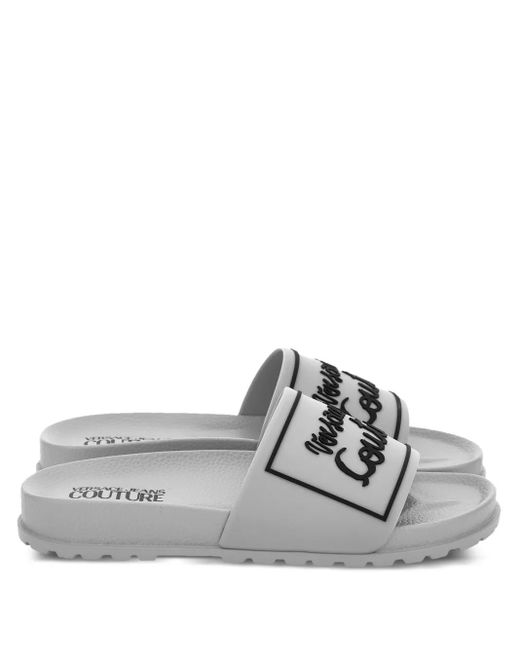 Versace Jeans Couture Gray Ridged-Sole Slides