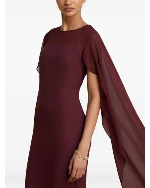 Ralph Lauren Purple Cape-Overlay Georgette Maxi Gown