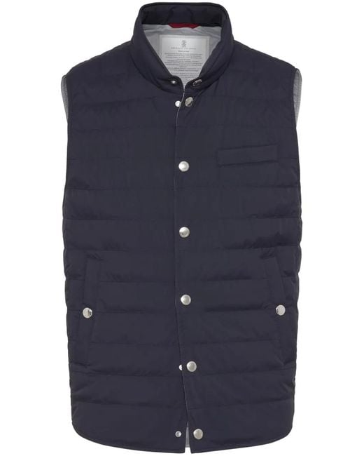 Brunello Cucinelli Blue High-Neck Padded Gilet for men