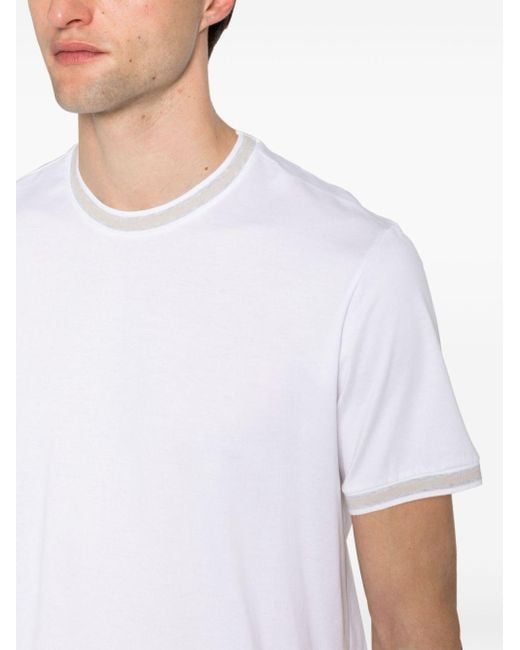 T-shirt à bords rayés Eleventy pour homme en coloris White