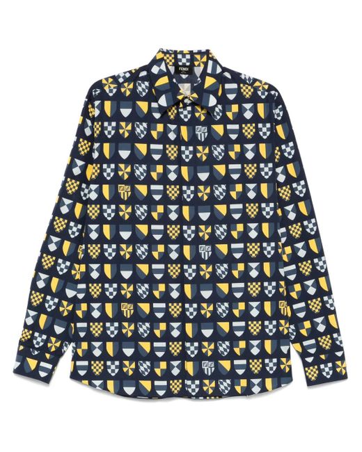 Fendi 'ff Araldic' Shirt in het Blue voor heren