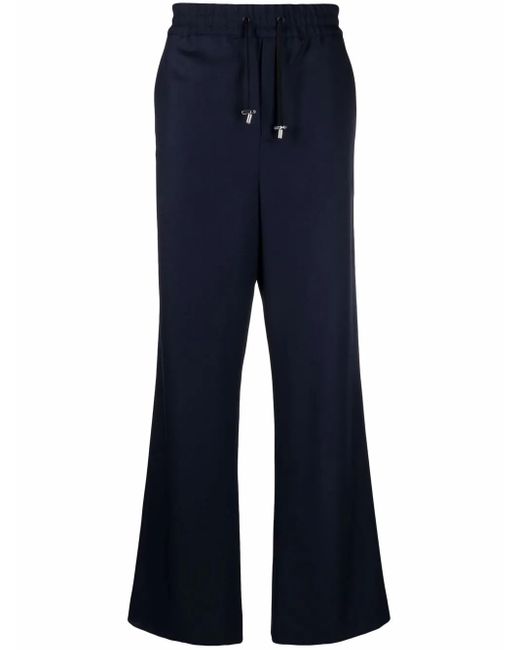 Balmain Blue Wide-Leg Twill Trousers for men