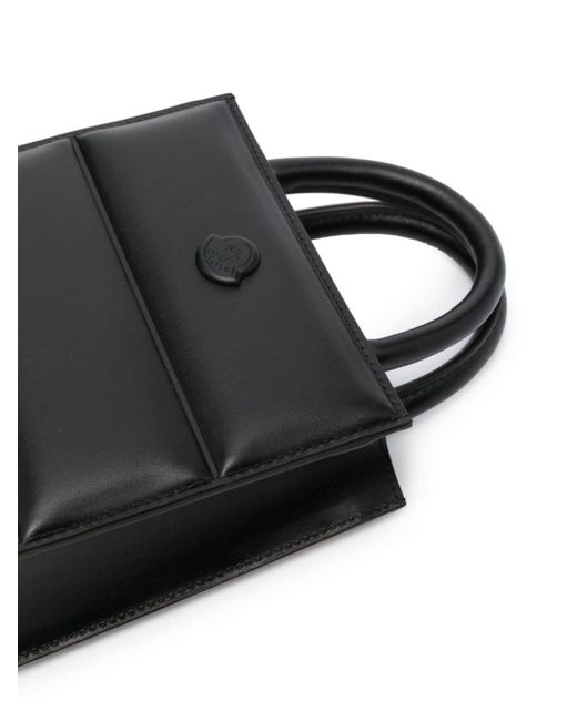 Mini sac à main Doudoune en cuir Moncler en coloris Black