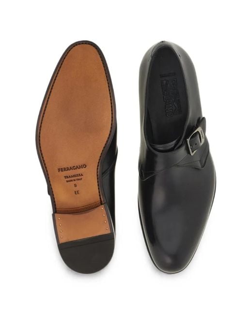 Ferragamo Black Tramezza Single-Monkstrap Shoes for men