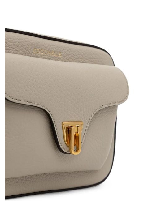 Coccinelle Gray Small Beat Grained Leather Shoulder Bag
