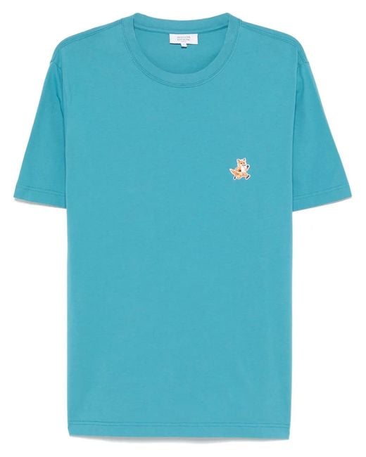 Maison Kitsuné Blue Speedy Fox Head-Patch T-Shirt for men