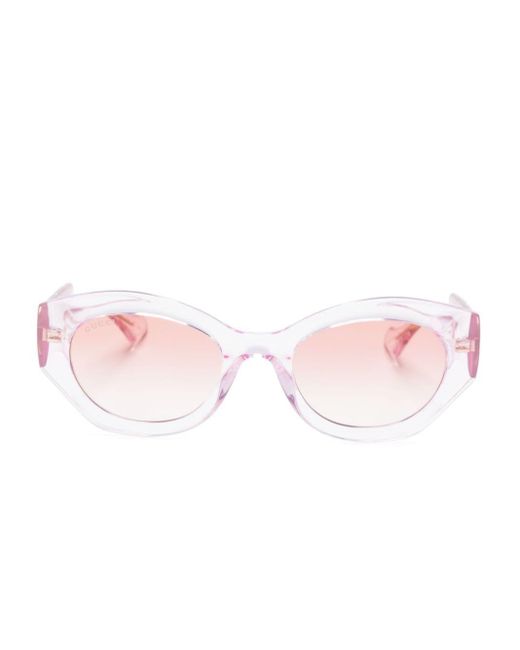 Gucci Pink GG Sonnenbrille mit ovalem Gestell