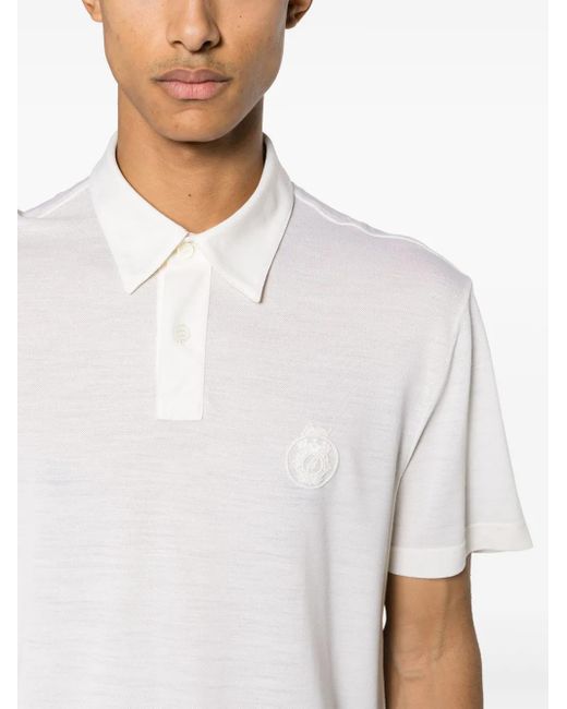 Polo En Laine À Logo Brodé Brioni pour homme en coloris White