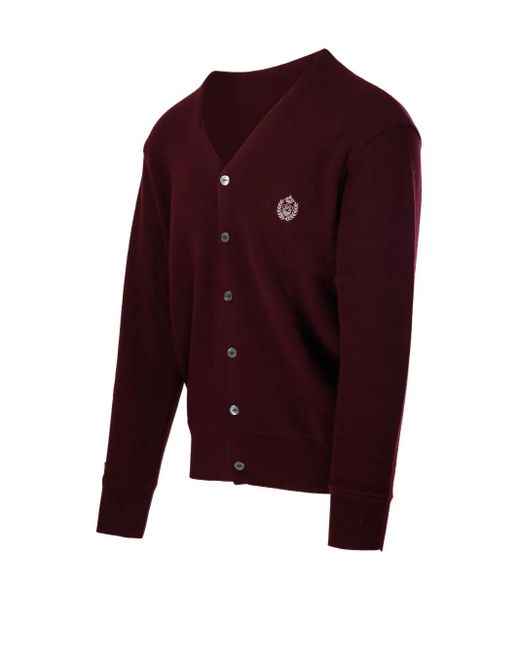 DUNST Purple Crest-Embroidered Cardigan for men
