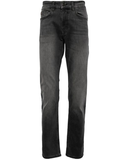 Boss Gray Straight-leg Cotton-blend Jeans for men