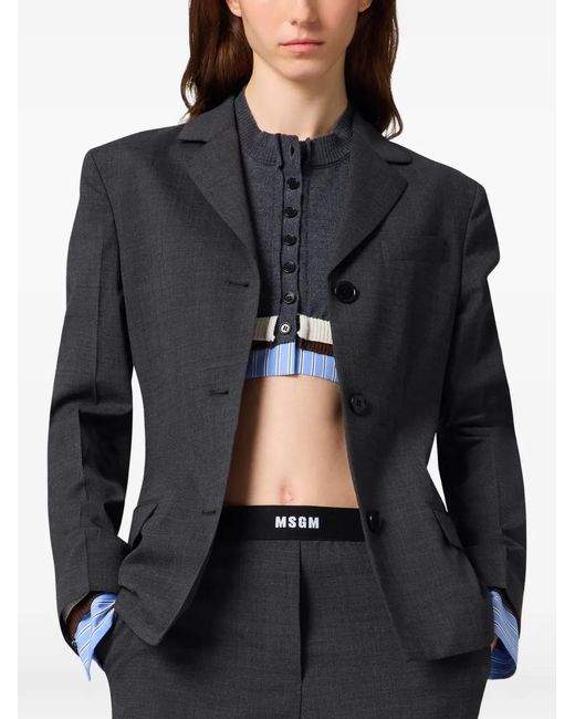 MSGM Black Single-Breasted Blazer