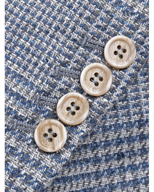 Brunello Cucinelli Gray Check-Pattern Wool Suit for men