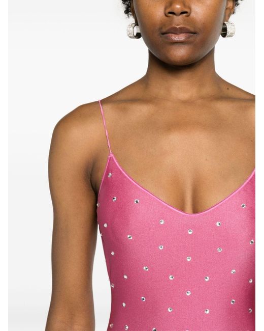 Oseree Pink Crystal-embellished Jumpsuit