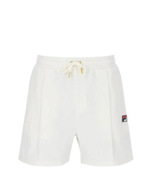 Fila White Eusebio Logo-Patch Drawstring Track Shorts for men