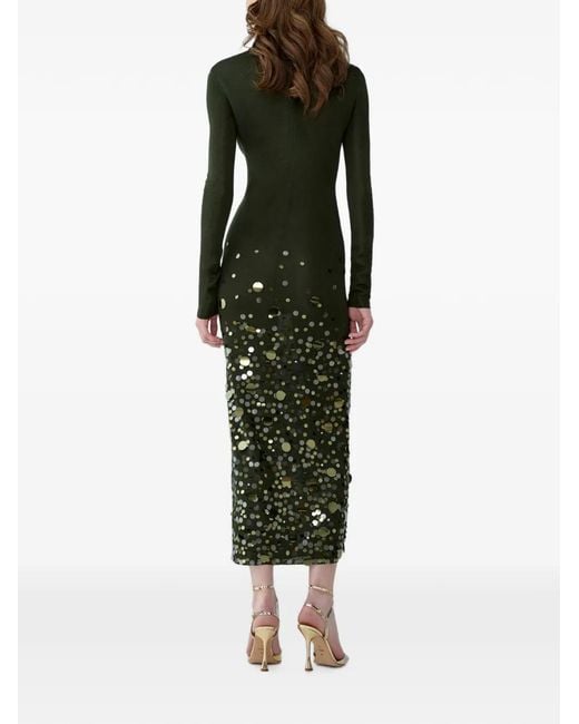 Carolina Herrera Black Paillette-Embroidered Evening Dress