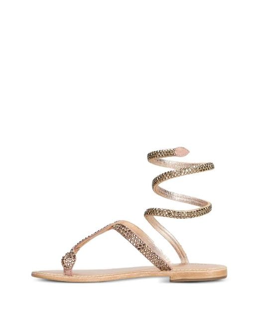 Fusion Natural Crystal-Embellished Wrap-Around Sandals