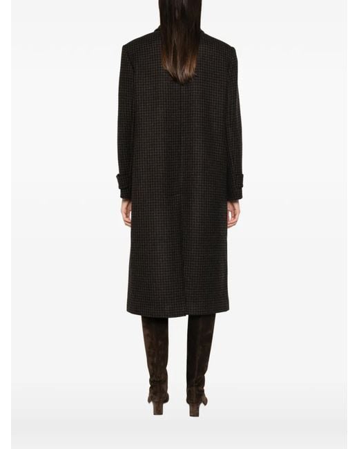 Tagliatore Black Bethany Houndstooth-Pattern Coat