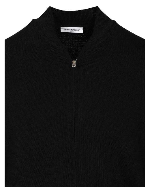Al Duca D'aosta Black Merino-Wool Zip-Up Cardigan for men