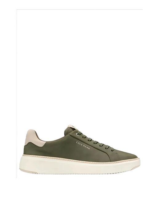 Cole Haan Green Grand Pro Lace-Up Leather Sneakers for men