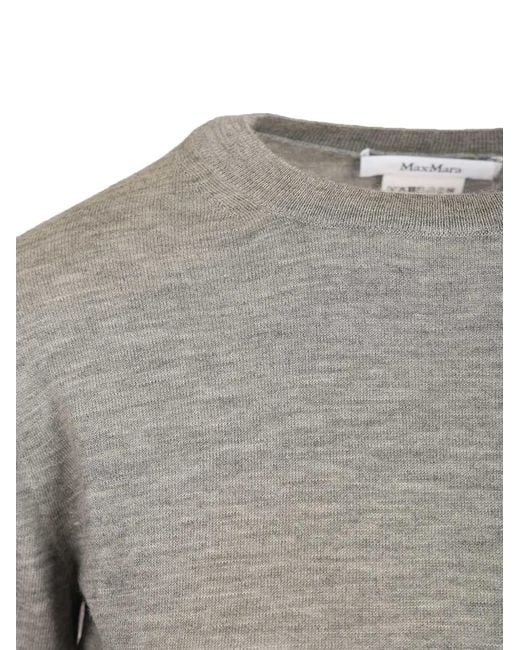 Max Mara Gray Cashmere Crew-Neck Sweater