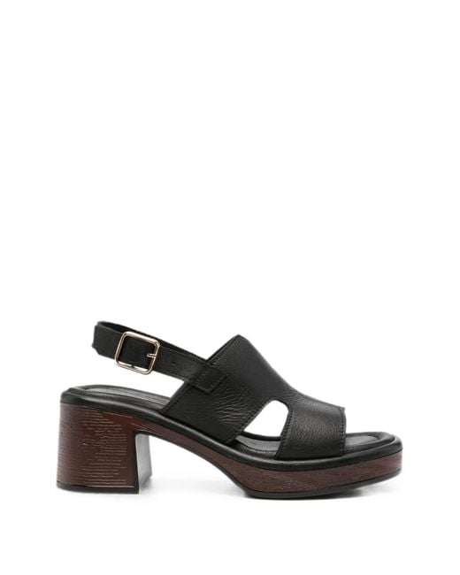SERGIO MORETTI FIRENZE Black Buckle-Fastening Platform Sandals