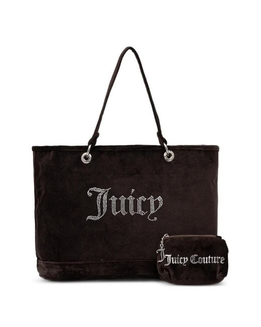 Juicy Couture Black Rhinestone-Logo Tote Bag