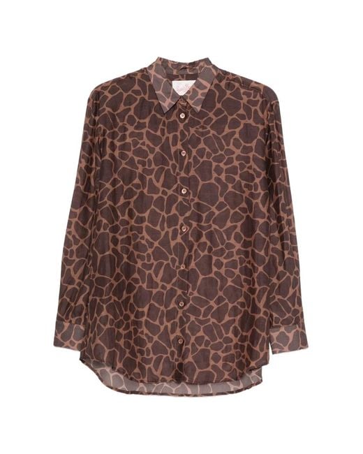Mc2 Saint Barth Brown Brigitte Giraffe-Print Shirt