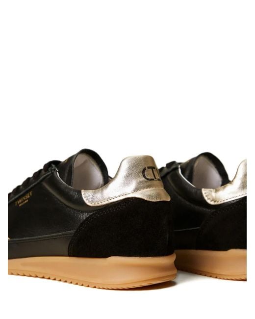 Twinset Black Laminated-Details Running Sneakers