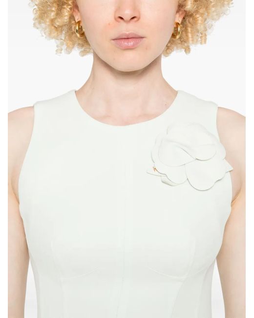 Elisabetta Franchi White Floral-Appliqué Crepe Mini Dress