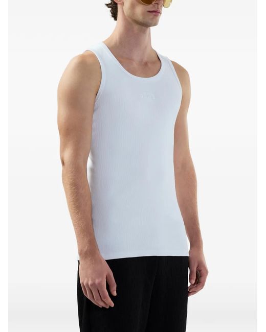 Gcds White Ribbed Tank Top for men