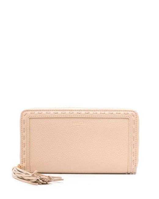 Lancel Natural Zip-Up Leather Wallet
