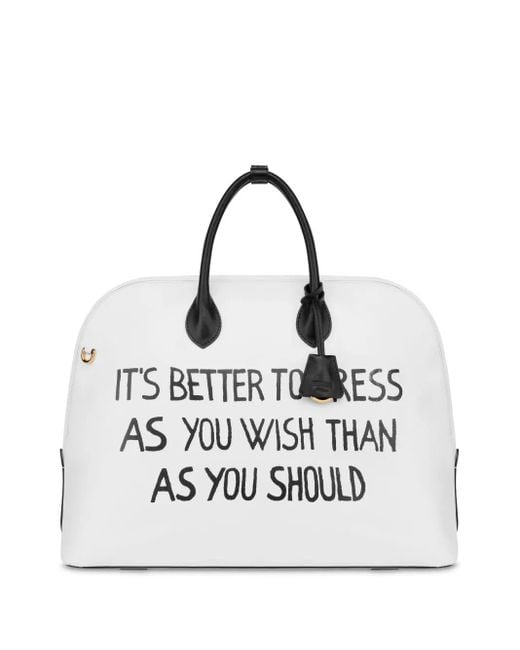 Moschino White Shopper mit Logo-Print