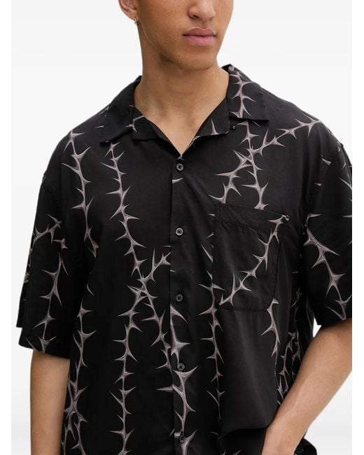 Vans Black Thorn-Print Short-Sleeve Shirt for men