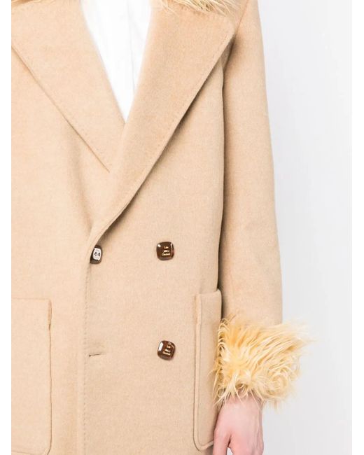 Late Checkout Natural Wool Double-Breasted Coat for men