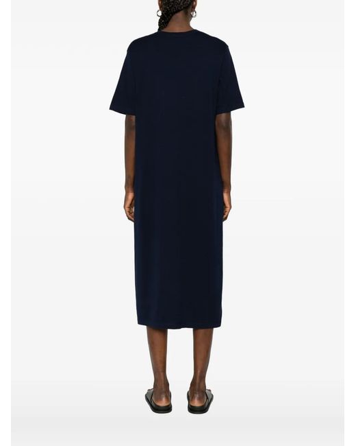 Bompard Blue Round-Neck Midi Dress